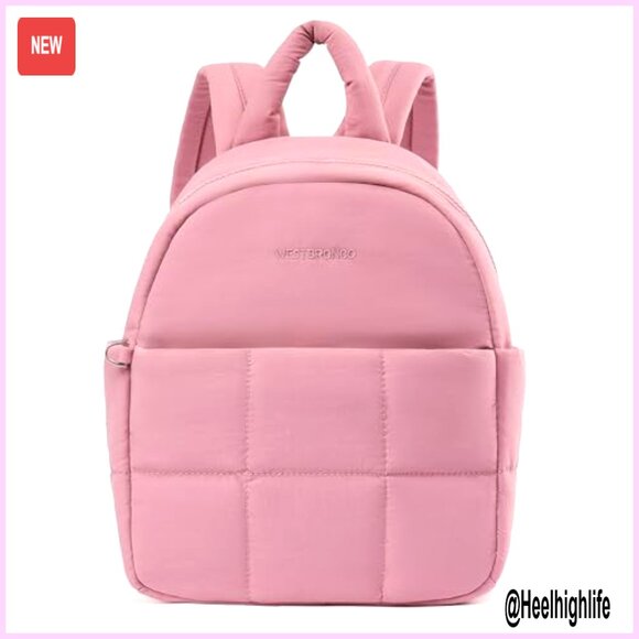 Mini Nylon Puffer Backpack with iPad Sleeve Lightweight Travel Daypack